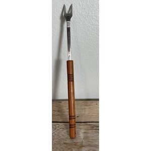 Vintage  Mid Century Stainless Steel Meat BBQ Fork Wood Handle USA Made